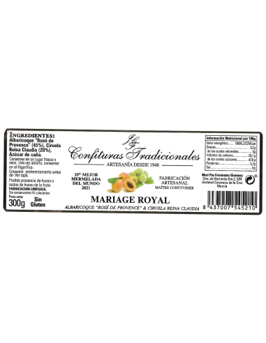 MARIAGE ROYAL   “ROSÉ DE PROVENCE” APRICOT & GREENGAGE PLUM EXTRA JAM - 2021 – 10. BESTE KONFITÜRE DER WELT