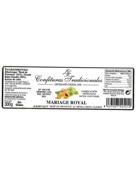 MARIAGE ROYAL   “ROSÉ DE PROVENCE” APRICOT & GREENGAGE PLUM EXTRA JAM
